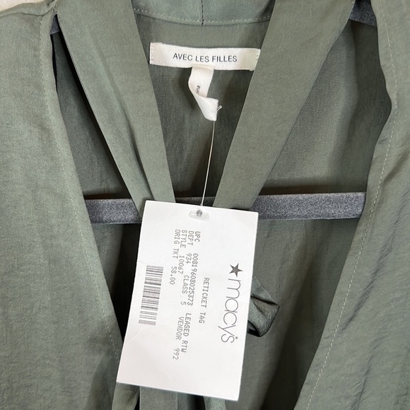 Avec Les Filles Khaki Green Wrap Long Sleeve Mini Dress Size XS - Picture 6 of 10